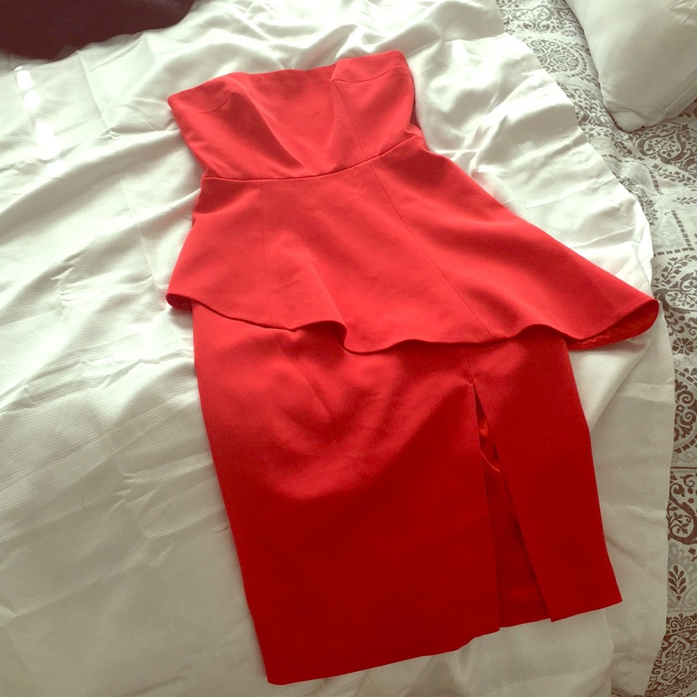 Red peplum dress